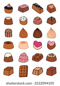 Ilustración de varias formas de chocolate