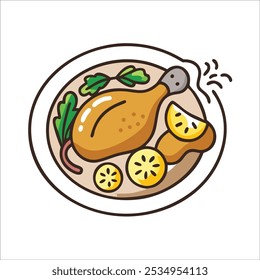 Illustration of various fresh and meat food dish