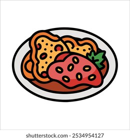 Illustration of various fresh and meat food dish