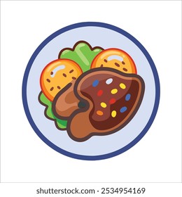 Illustration of various fresh and meat food dish