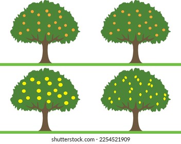 Illustration of various fruit trees
