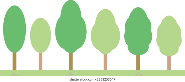 Illustration of various garden trees