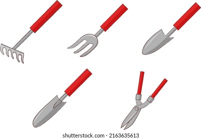 illustration of various gardening tools
