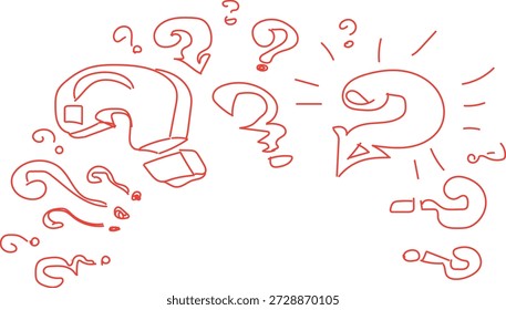  illustration of various hand-drawn question marks, minimalist