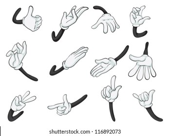 illustration of various hands on a white background