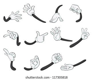 illustration of various hands on a white background