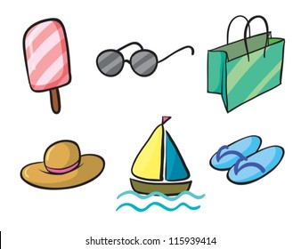illustration of various holiday objects on a white background
