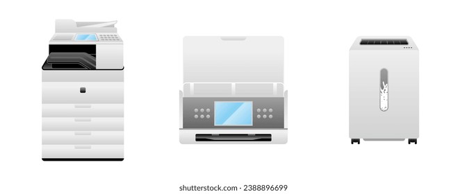 It is an illustration of various home appliances _ printing equipment.