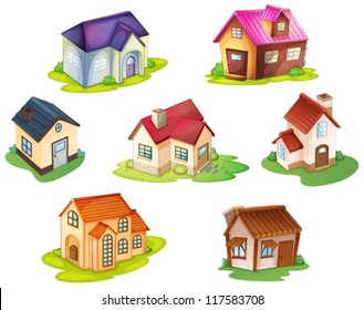 illustration of various houses on a white background