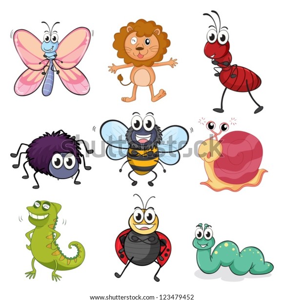 Illustration Various Insects Animals On White Stock Vector (Royalty ...