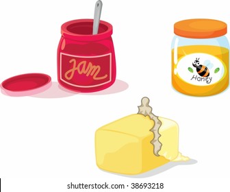 illustration of various jars on white