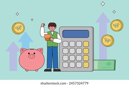 Illustration of various objects about saving