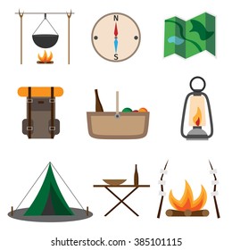 Illustration of various objects of camping