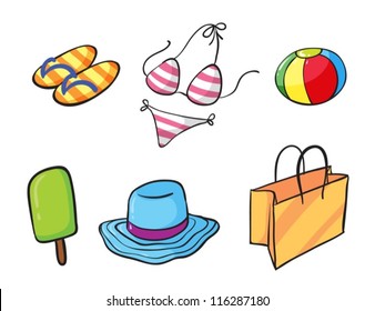 ilustración de varios objetos en un fondo blanco