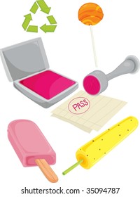 illustration of various objects on white