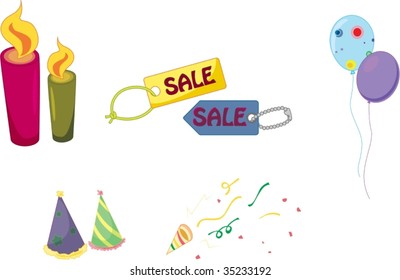 illustration of various objects on white