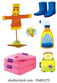 illustration of various objects on white