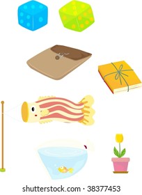 illustration of various objects on white