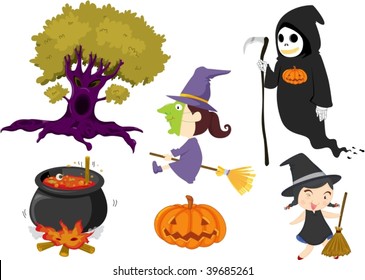 illustration of various objects on white