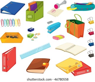 illustration of various objects on a white background