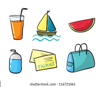 illustration of various objects in white background