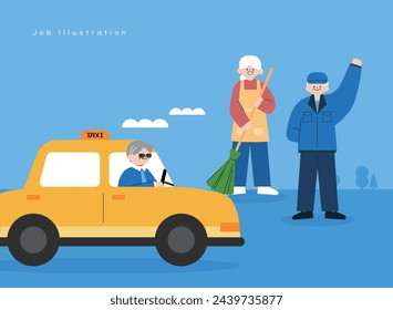 Illustration of various occupational workers