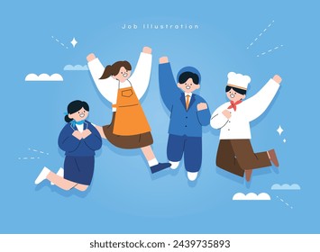 Illustration of various occupational workers