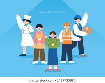 Illustration of various occupational workers