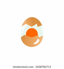 Illustration of various open egg shapes, broken chicken eggs with white begron