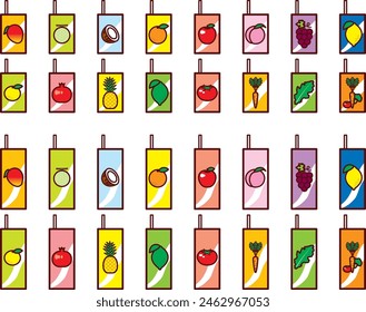 Illustration of various paper pack juices
