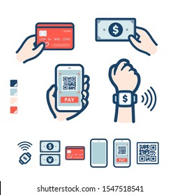 An illustration of various payment methods.
It's vector art so it's easy to edit.

