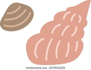Ilustración de varias conchas marinas rosadas