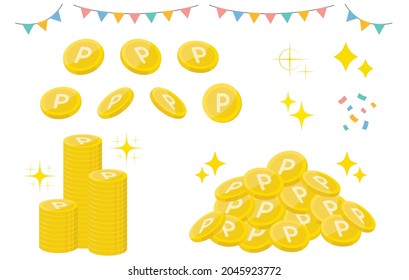 Illustration of Various Point Coins in Flat Design