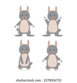 illustration with various rabbits. rabbits are dancing. stickers. illustrations for children's books.