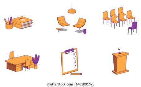 Illustration of various school icons