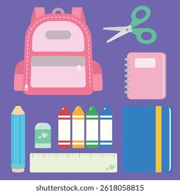 illustration of various school supplies