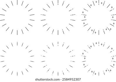 Illustration of various shapes of line drawing round frames