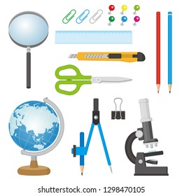 Illustration of various stationery,School set