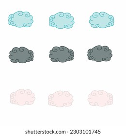 Ilustración de diversos estilos y formas de nubes