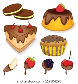illustration of a various sweets on a white background