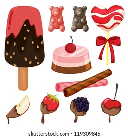 illustration of a various sweets on a white background
