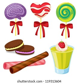 illustration of various sweets on a white background