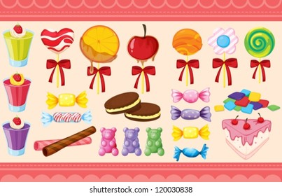 illustration of a various sweets and wallaper