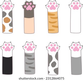 Illustration of various types of cat hands or feet