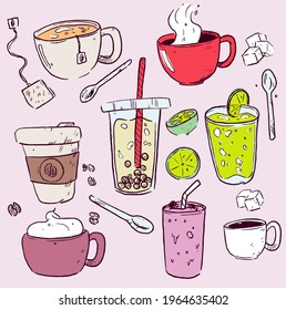 Ilustración de diversos tipos de bebidas