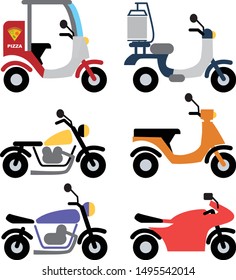 Illustration of various types of motorcycles