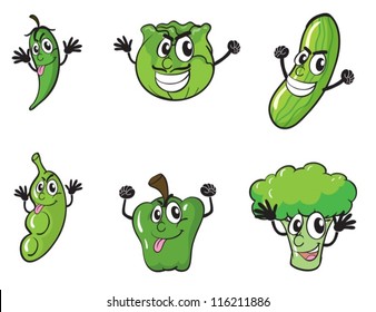 illustration of various vegetables on a blue background