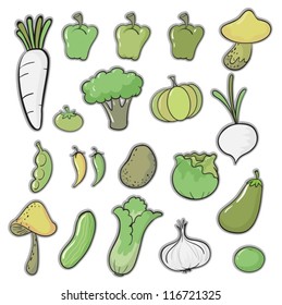 illustration of  various vegetables on a white background