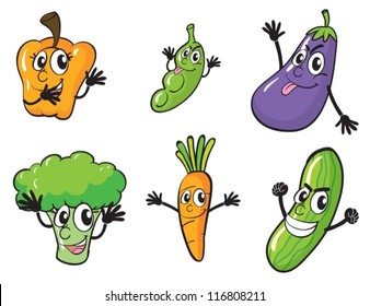 ilustração de vários legumes em um fundo branco