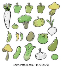 illustration of  various vegetables on a white background